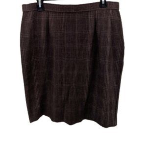 👗Laura Scott Dark Brown Checkered Pattern Straight Skirt (Size: 14)👗